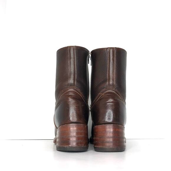 Frye Campus Short Brown Square Toe Zip Heeled Platform Ankle Boots Women’s 8.5 - Picture 4 of 8